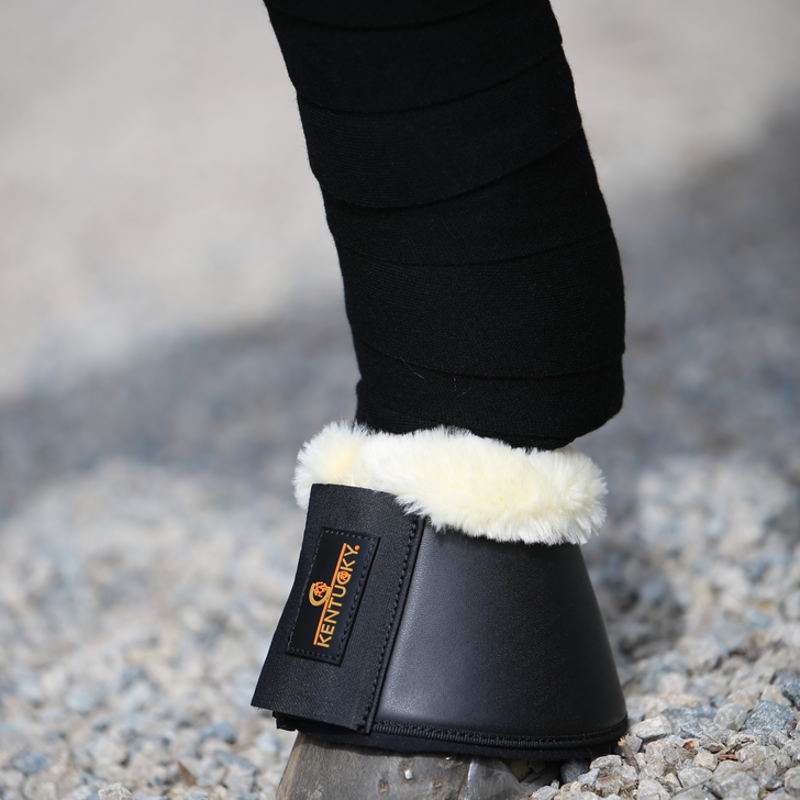 Kentucky Horsewear Sheepskin Leather Overreach Boots Black/Natural-1